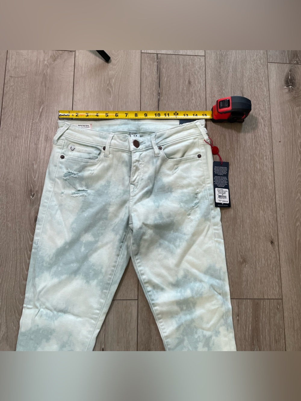 NWT True Religion Halle Mid Rise Super Skinny Jeans Size 29 - Light Tie Dye Wash - Picture 6 of 10